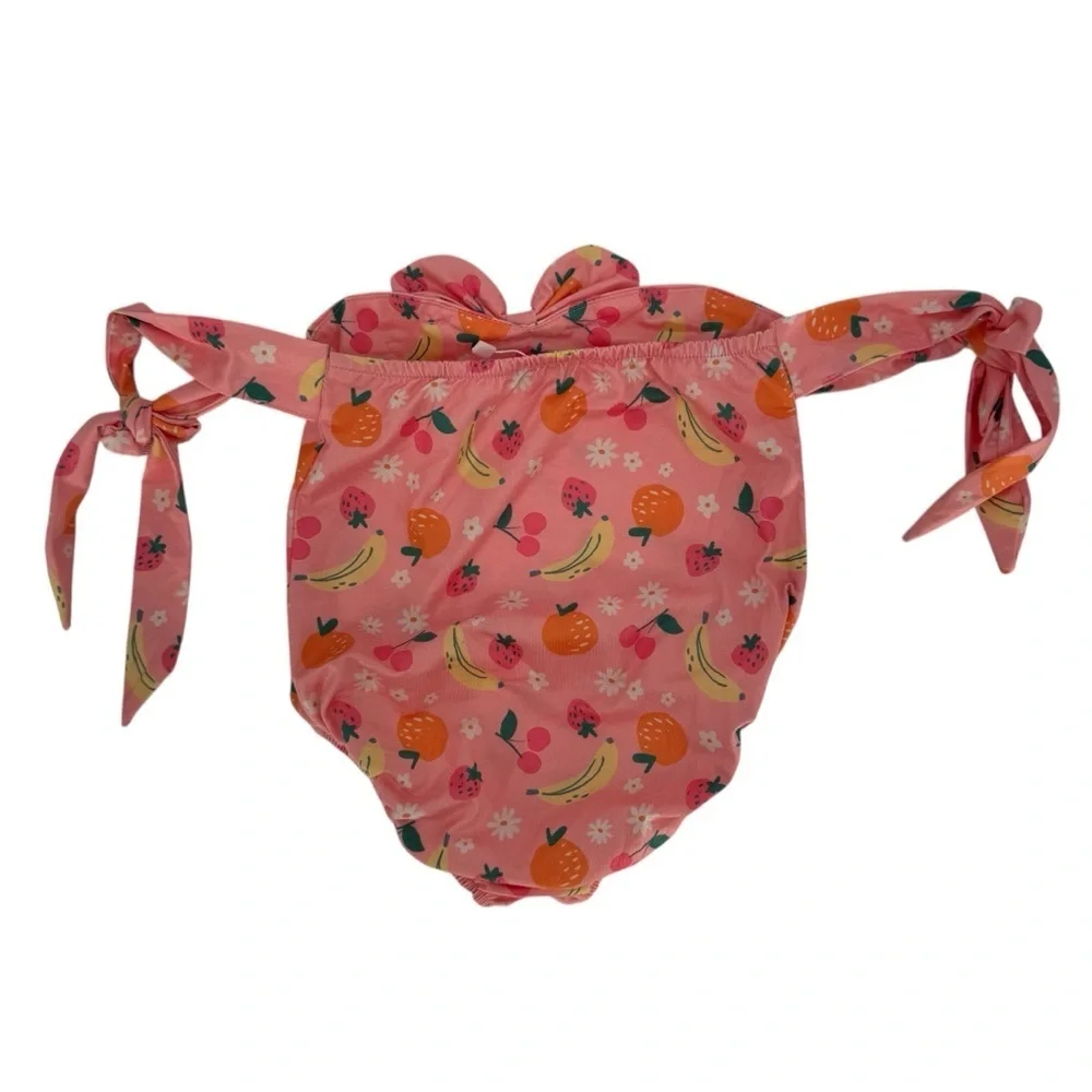NWT Bailey’s Blossoms Girly Snap Bottom Pink Fruit Swimsuit One Piece Size 3T